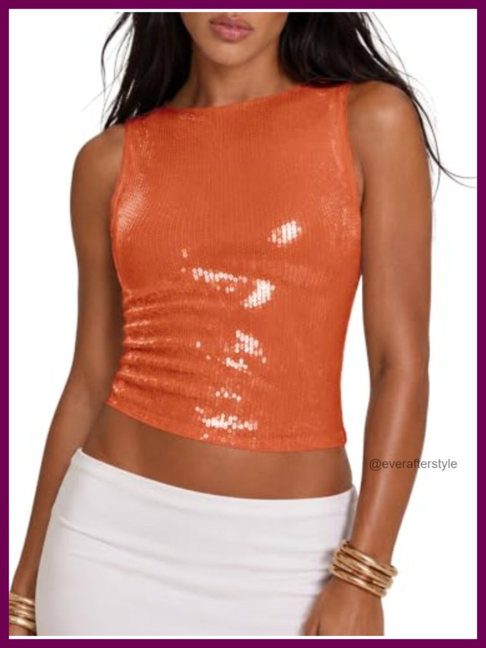 Sequin Tank Top Glitter Sleeveless Crop Y2k Rave Party Top